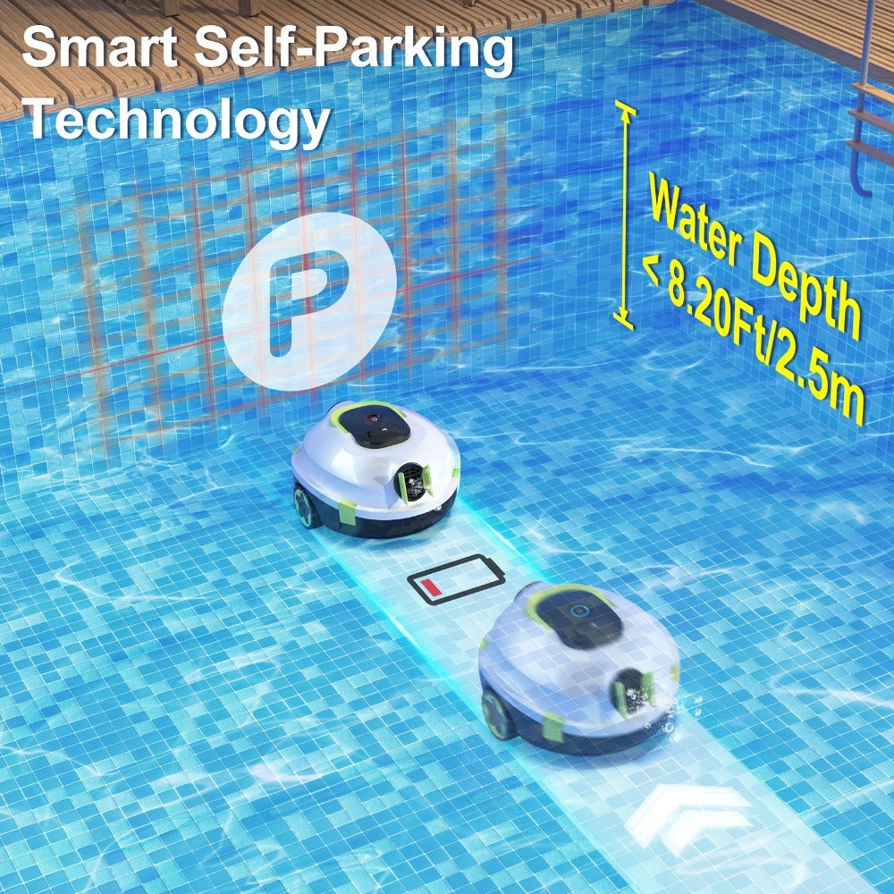 Limpiadora de piscina automática inalámbrica INSE Y10 - Segura para natación familiar (niños y adultos), succión de 27500 Pa, cesta de filtro de gran capacidad de 2.2 L, IPX8, apta para piscinas de más de 2.5 m de profundidad, autoestacionamiento, impresc