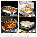 Juego de Bandejas para Hornear de Acero Inoxidable, Bandeja Metálica con Tapa, Diseño de Bordes Altos para Mayor Capacidad, Resistente al Calor hasta 230°C, Fácil de Limpiar, Bandeja para Asar Adecuada para Guisos/Lasaña/Pollo/Verduras