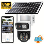 Cámara de exterior de 8MP con lente dual, WiFi, vista de 360°, visión nocturna a todo color, audio bidireccional, detección de movimiento PIR, notificaciones push de alarma, - Apta para sistema de vigilancia empresarial