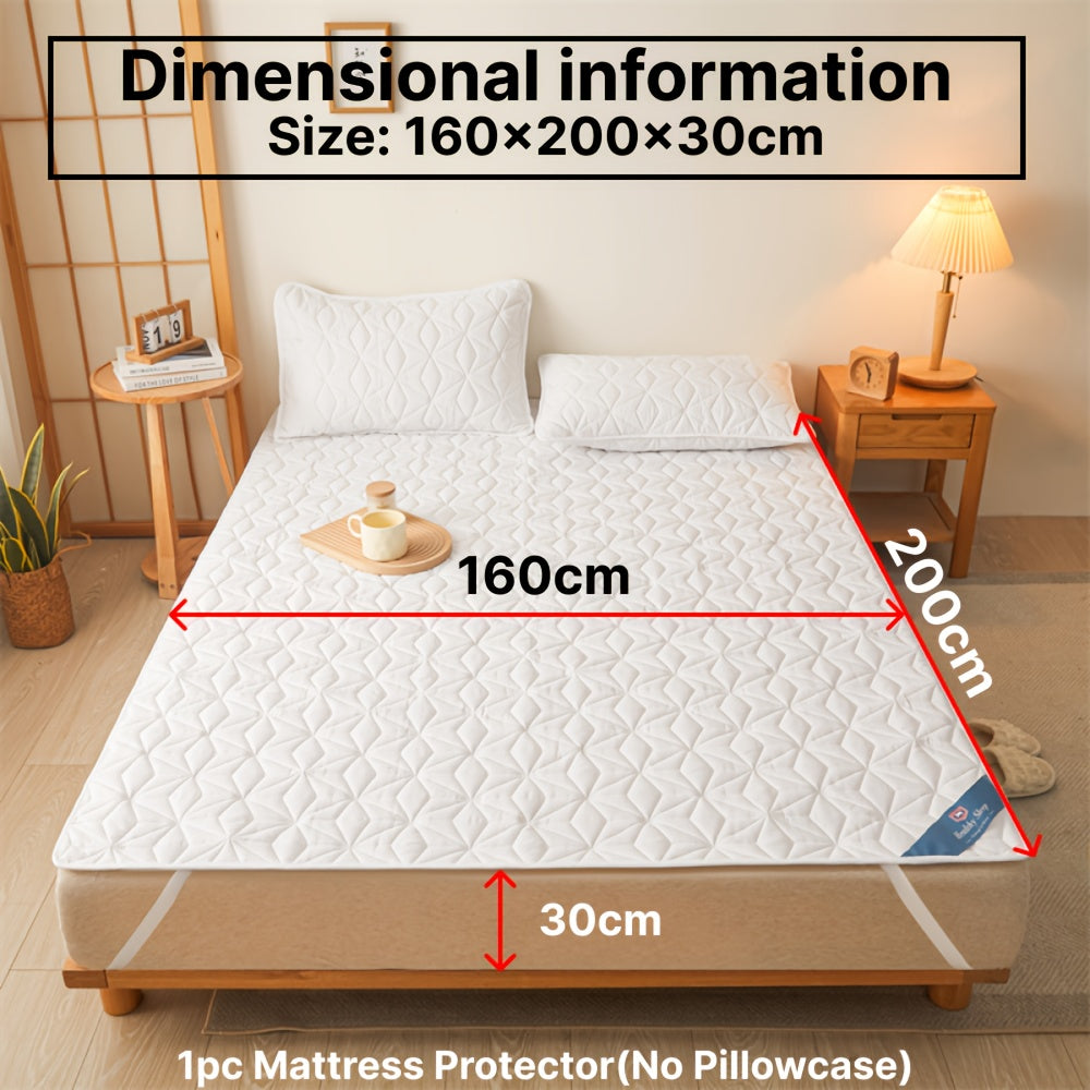 1 Protector de colchón acolchado impermeable, funda de colchón transpirable con correas elásticas para cubre cama (sin funda de almohada), topper de colchón antideslizante para todas las estaciones