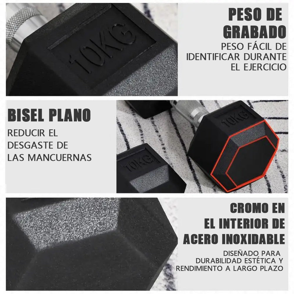 Mancuernas de hierro macizo, juego de mancuernas hexagonales de hierro fundido, con pesos de 2,5 kg, 5 kg, 7,5 kg, 10 kg, 12,5 kg, 15 kg, 20 kg y 25 kg, adecuados para entrenamientos en casa y en el gimnasio, ideales para el entrenamiento de brazos, yoga