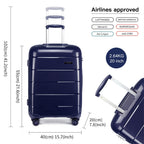 Juego de 3 maletas de carcasa rígida color azul marino, maleta de viaje con 4 ruedas, candado TSA y cremalleras YKK, maleta con ruedas de polipropileno, azul oscuro, maleta ligera de polipropileno de 4 ruedas con carcasa rígida y candado TSA, regalo de re