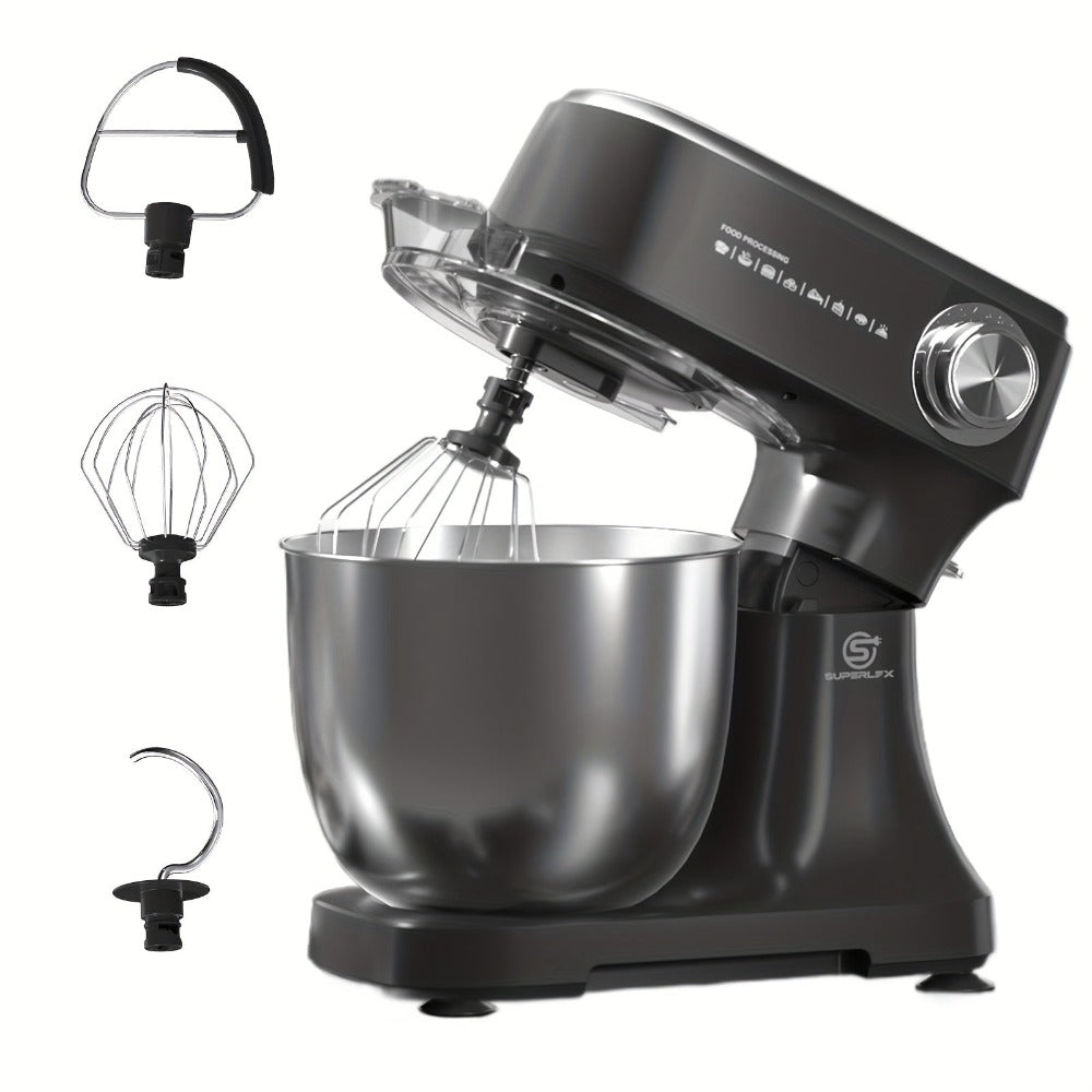 Procesador de Alimentos SUPERLEX 800 W con Bol de Acero Inoxidable de 4.5L - Amasadora Profesional con 10 Velocidades, Gancho para Masa, Batidor y Raspador - Mezcladora de Pie para Pan, Pasteles y Más
