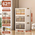 Armario de Almacenamiento Plegable con Ruedas y Puertas - Extra Gran Capacidad, Diseño Transparente para Dormitorio, Organización de Armario para Ropa, Documentos, Juguetes - Organizador de Plástico