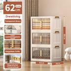 Armario de Almacenamiento Plegable con Ruedas y Puertas - Extra Gran Capacidad, Diseño Transparente para Dormitorio, Organización de Armario para Ropa, Documentos, Juguetes - Organizador de Plástico