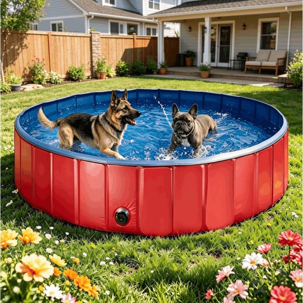 Piscina Plegable para Perros Gatos Bañera Portátil para Mascotas Plegable PVC y Resistente 80x20cm