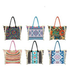 MEJORADA Bolso de playa grande con estampado bohemio, ideal para verano, con flecos de algodón, forro interior y bolsillos, 55×37×19 CM, tejido 100% poliéster