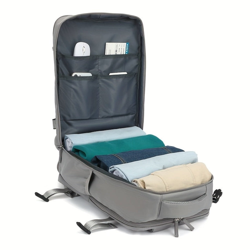Mochila de viaje para laptop de mujer aprobada por aerolíneas, 38.1cm, separación seca y húmeda, azul claro, correa ajustable, compartimento para zapatos