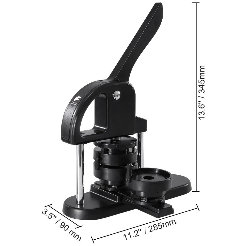 Máquina para hacer botones VEVOR, 1/1.25/2.28 pulgadas (25/32/58 mm) 3-en-1 para hacer pines, kit de prensa para perforar insignias sin necesidad de instalación, suministros para hacer botones con 300 piezas para botones, cortador circular, libro mágico