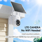 XIAOVV Cámara de Seguridad Inalámbrica Solar 4G LTE con Visión Nocturna a Color, Comunicación Bidireccional, Detección de Movimiento, 2MP, Incluye Tarjeta SIM, Alta Definición PTZ Monitorización por Panel Solar, PlR Detector de Mociones, Notificaciones y