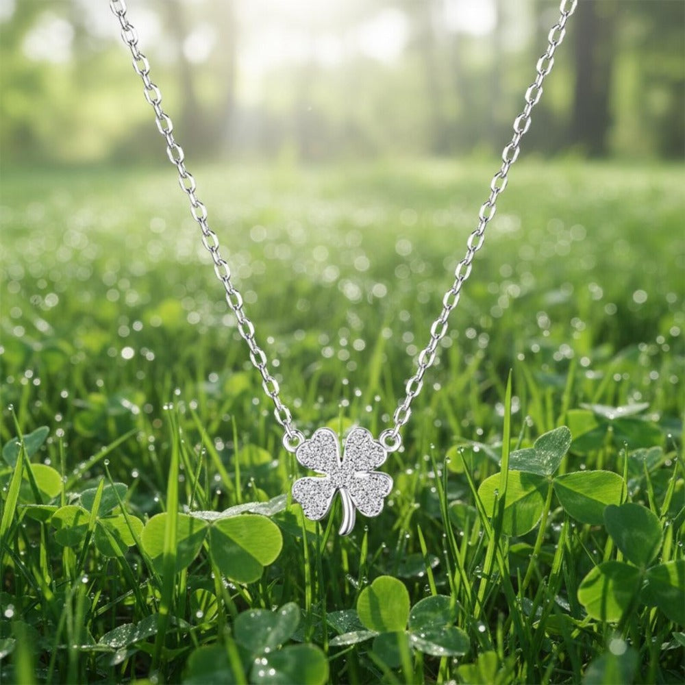 Cadena de Plata 925 para Mujeres con Colgante de Trébol de Cuatro Hojas, Longitud Ajustable de 40 a 60 cm, Cadena Duradera y Resistente como Amuleto de la Suerte, Regalo para Mujeres en San Valentín o Cumpleaños