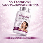Suplemento de colágeno y ácido hialurónico con coenzima Q10 y biotina - 180 cápsulas - Producto natural - Hecho en Italia - Envío rápido desde almacén local