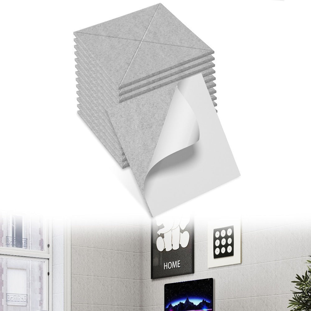 Paneles acústicos de pared autoadhesivos con patrón en X, 12x paneles de pared, revestimiento de pared de listones para aislamiento acústico, absorbe el ruido en paredes/techos