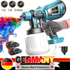 Rociador de Pintura Compatible con Batería Makita 18V, 2x Baterías Inalámbricas de 3000mAh, Distancia de Pintado de 20cm, 3 Boquillas (1.0/1.8/2.5mm), Kit de Limpieza, Rociador Manual para Paredes y Madera