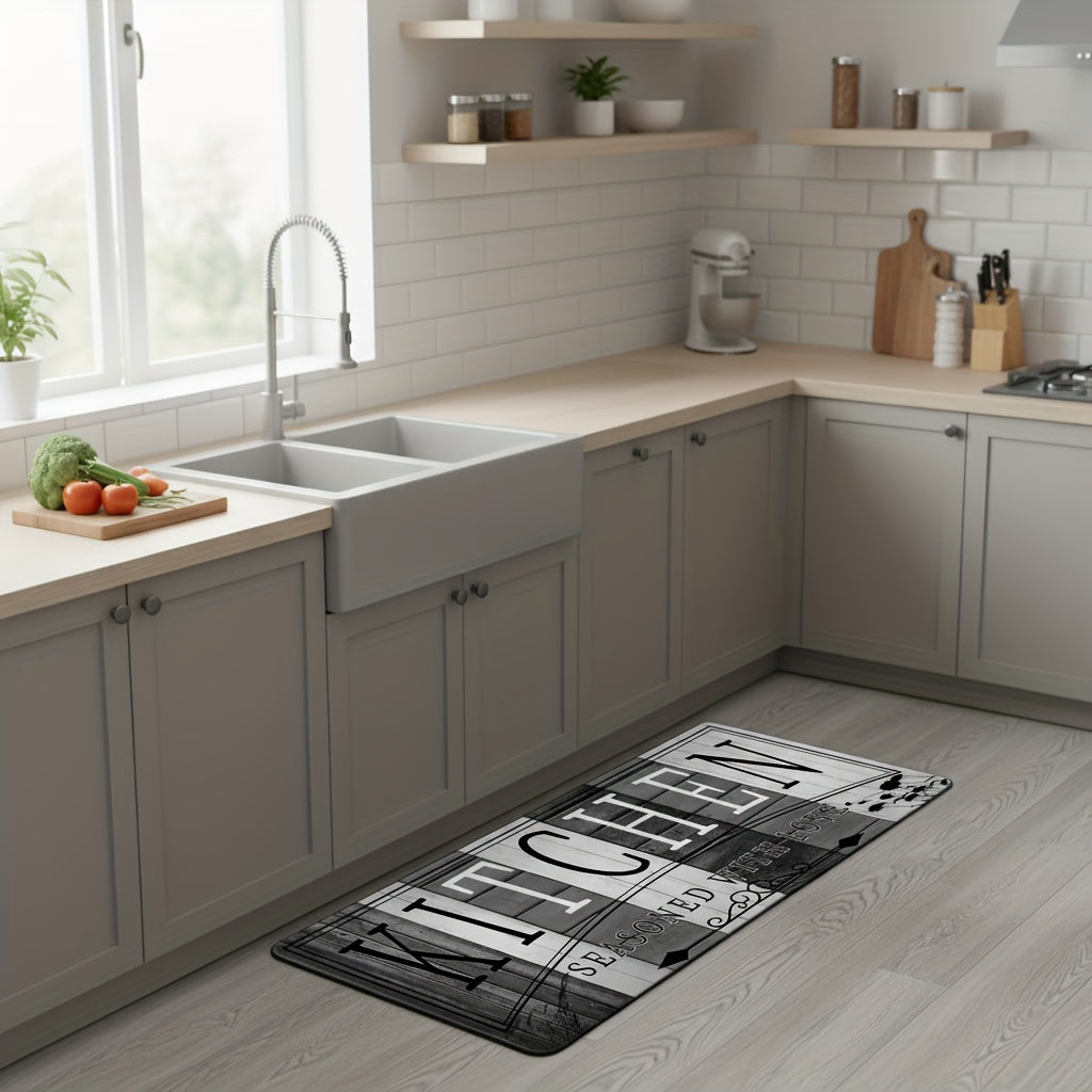 1 alfombra de cocina antideslizante premium - Alfombra de piso de poliéster duradera para cocina - Alfombra de pasillo, baño y cocina lavable y fácil de limpiar, accesorios de cocina - Decoración del hogar