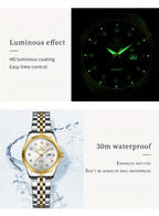 OLEVS Reloj de Mujer Clásico de Negocios, Relojes Analógicos de Cuarzo para Mujer, Relojes Elegantes de Lujo de Acero Inoxidable con Diamantes de Rhein, Relojes Luminosos para Mujer con Calendario y Fecha para Damas, Regalos Románticos, Reloj de Pulsera p
