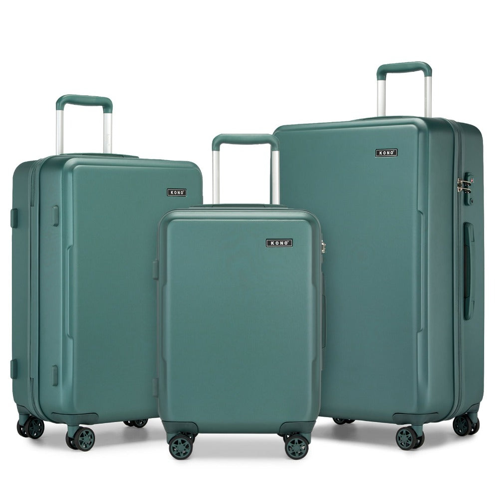3 piezas de equipaje de cabina Kono de 20/24/28 pulgadas, equipaje de mano, pequeño, PC+ABS, carcasa dura, ligero, duradero, bolsa de viaje con ruedas dobles giratorias, cerradura de seguridad TSA