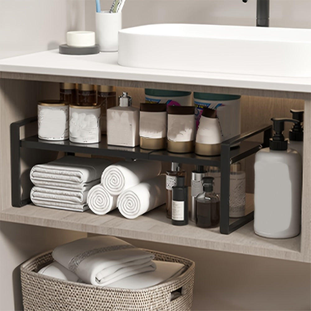 Organizador de Estantes de Cocina Metálicos Ajustables y Expandibles, Estante de Especias para Alacenas y Encimeras, Ideal para Despensa, Baño - Estantes de Soporte Superior Multiusos, Organizadores y Almacenamiento de Cocina, Estantes de Utilidad