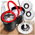 Mopa Rotatoria con Cubo y Microfibra, Set con Esponjas Gratis, Sistema de Secado y Lavado, Ideal para Paneles, Azulejos y Pisos de Madera, Cómoda, Duradera y Fácil de Usar.