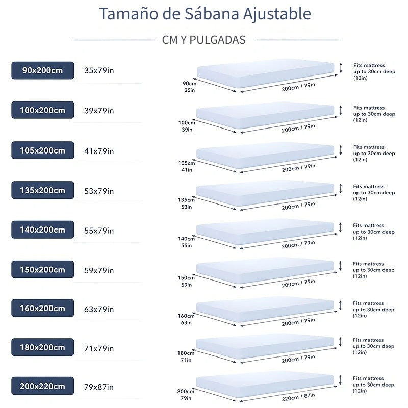 Sábana bajera ajustada fresca de verano - Suave con la piel y transpirable, que absorbe la humedad, protector de colchón acolchado antideslizante con elástico de 360°, resistente a las arrugas, a la decoloración y al encogimiento, lavable a máquina (funda
