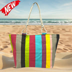 TOTE BAG Grande Rayas Multicolor – BOLSO DE PLAYA de Lona con Asas de Cuerda, Capacidad Extra, 6 Colores Disponibles
