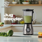 SUPERLEX Profi-Mixer 800W con Recipiente de Vidrio de 1.5L, Cuchillas de Acero Inoxidable 4 Plegables (SUS301), 2 Velocidades + Función de Pulso, Triturador de Hielo, Doble Seguridad - Batidora de Alto Rendimiento para Batidos y Hielo