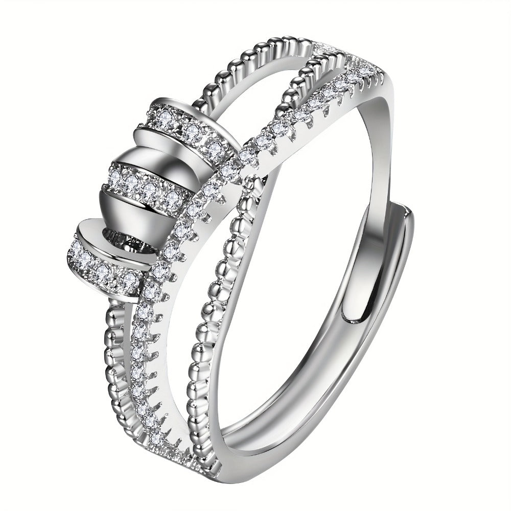 Anillo de ansiedad para mujer, anillo giratorio de acero inoxidable, anillo de meditación ajustable