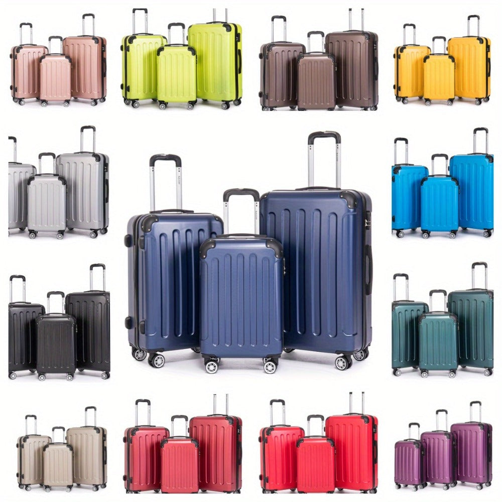 Juego de maletas familiares de tres piezas 20+24+28 pulgadas, equipaje de cabina de 20 pulgadas con ruedas universales, caja de almacenamiento para viajes de negocios, cartera ABS resistente y gran capacidad (ML-XL-set)