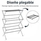 Estructura plegable para secar ropa, estructura de secado de acero portátil, resistente a la corrosión, extensible y ajustable a la cantidad de ropa, estructura de secado de metal vertical plegable con 3 niveles, estructura de secado de ropa extensible pa