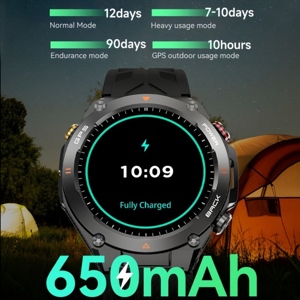 650 mAh para hombres y mujeres, GPS para exteriores con altitud, presión barométrica, función de brújula, IPX8, 100+ modos deportivos, llamadas inalámbricas