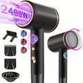 Secador de pelo iónico profesional de 2400W con motor de CA, rápido, 3 niveles de calor y 3 velocidades, botón frío/calor, difusor de viaje incluido