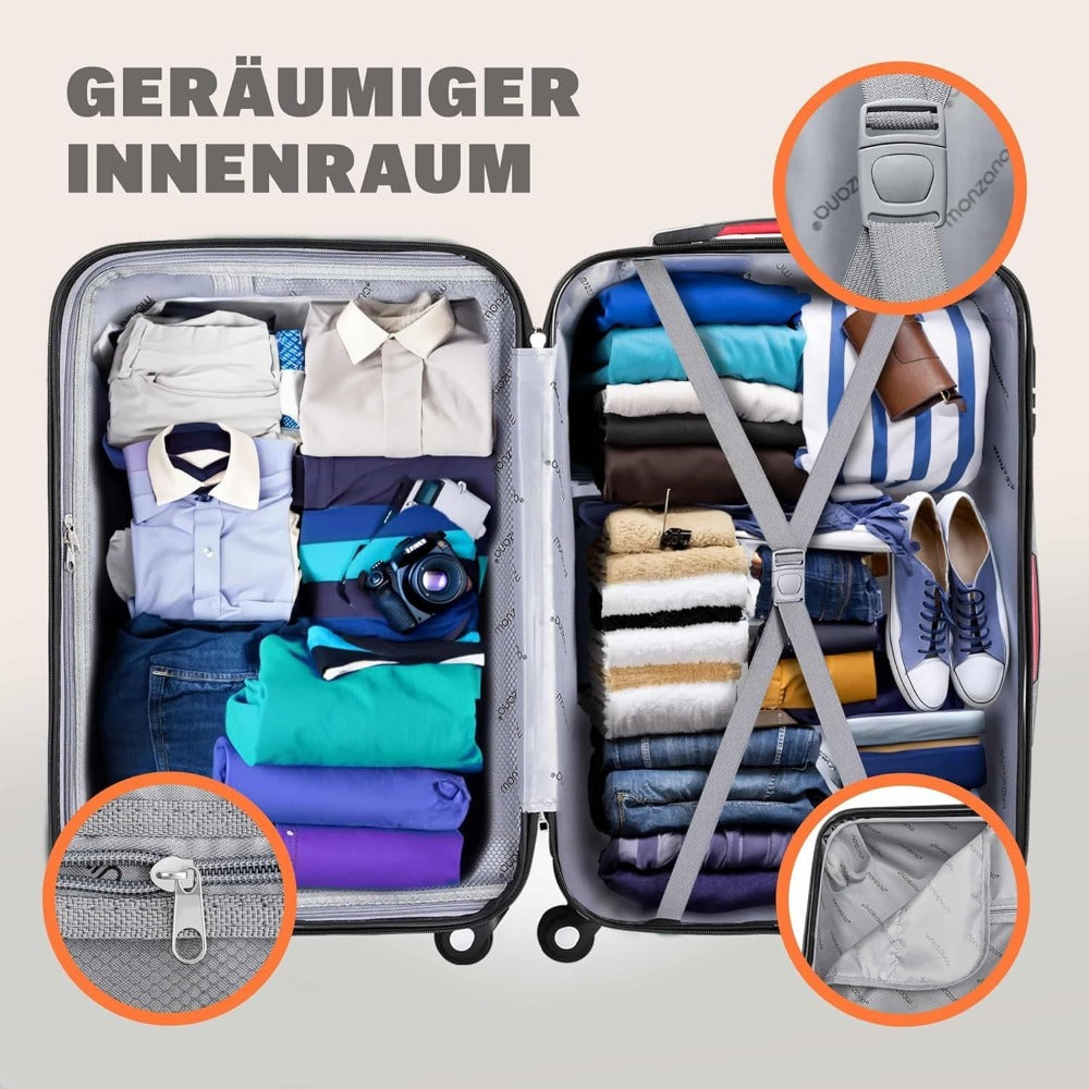 Monzana Maleta rígida Baseline L color Negro equipaje de viaje 62 L peso 2,8 Kg con ruedas 360° trolley 2 asas valija