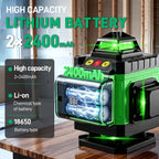 1 Juego de Nivel Láser de 16 Líneas con Nivelación Automática de 360°, Herramienta de Nivel Láser de Línea Cruzada Verde 4X360° para Construcción y Colgar Cuadros, Nivel Láser 4D con 2 Baterías Recargables