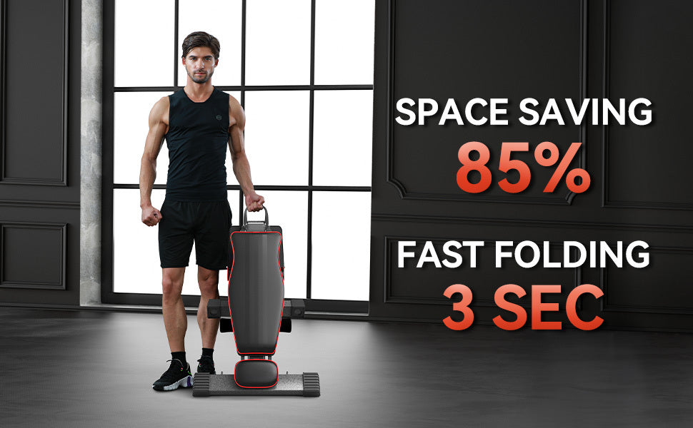 Banca Plegable con Capacidad de 299.37 KG - Banco Ajustable para Gimnasio en Casa, Entrenamiento Completo del Cuerpo con Soporte para Cabeza y Columna Vertebral, Ideal para Navidad y Acción de Gracias