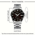 Reloj mecánico automático de negocios para hombre Dianpai, delgado de acero inoxidable con esfera luminosa y calendario, regalo ideal para hombres, sin batería