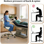 Taburete Bonnlo con Respaldo Extraíble, Taburete Giratorio de 360°, Taburete de Altura Ajustable (48-63Cm), Taburete Ergonómico con Ruedas y Capacidad de Carga de 180Kg para Salón/Oficina/Bar, Cuero Sintético (Blanco-Dorado, 40X34X91)