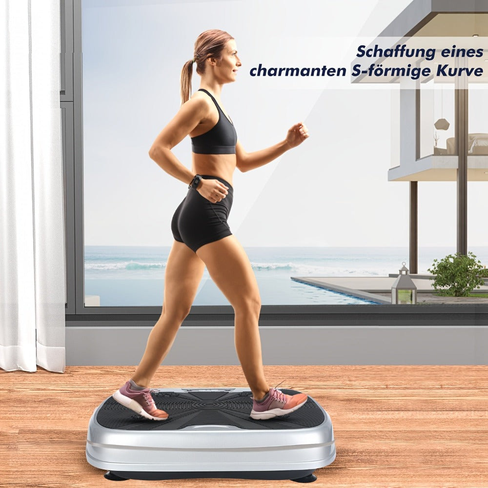 Placa vibratoria inteligente con masaje electromagnético | 99 niveles de velocidad | Almohadilla de acupresión para pies | Control remoto y banda de resistencia incluidos | Quemador silencioso de cuerpo completo para fitness en casa, recuperación muscular