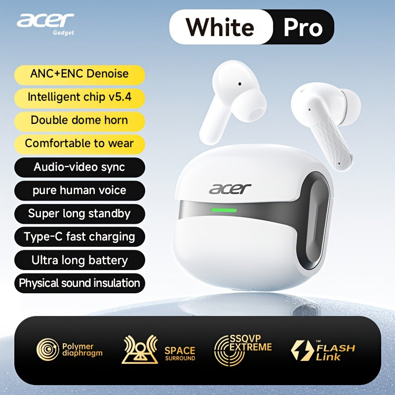 Auriculares Bluetooth | Acer Ohr Auriculares inalámbricos de 13.92 metros Anc Call con reducción de ruido, graves potentes, sonido estéreo