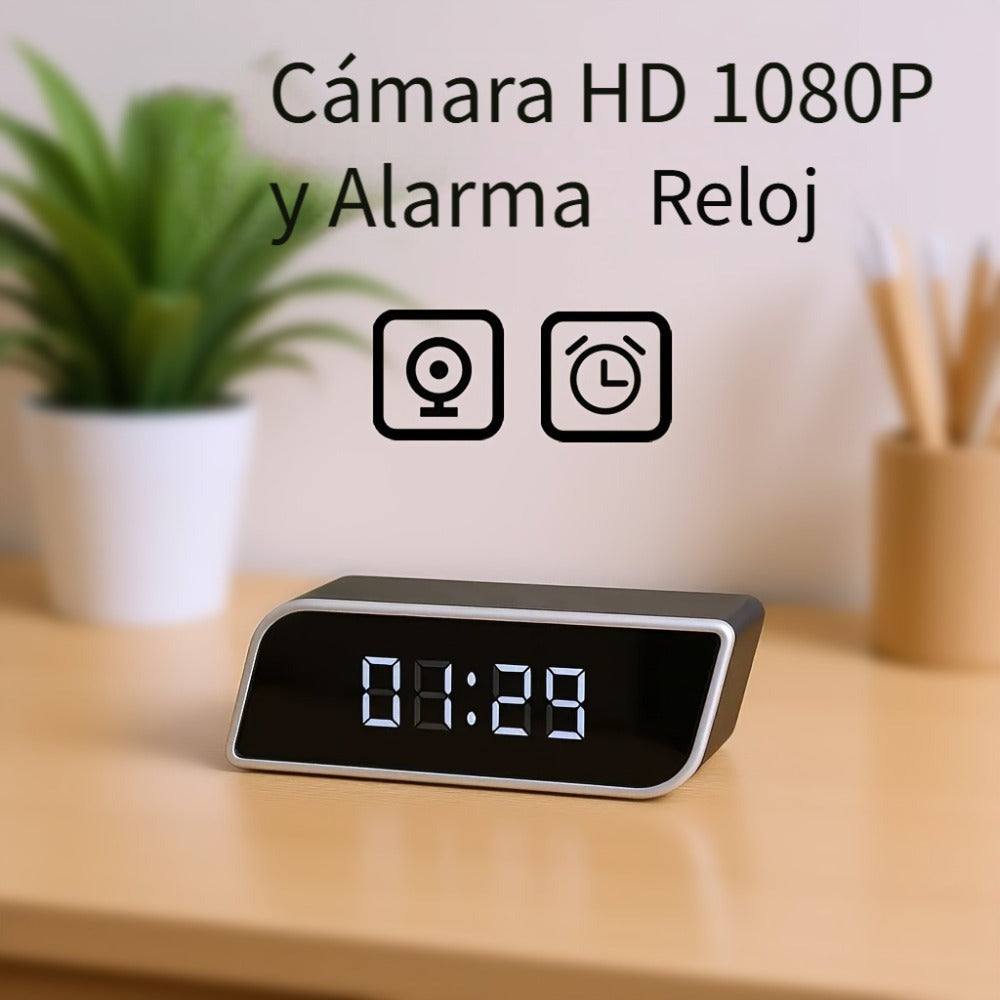Cámara de Reloj Rectangular Inteligente, Cámara Inalámbrica Wifi 1080P con Visión Nocturna, Detección de Movimiento y Visualización Remota, Cámara de Vigilancia para Bebés/Personas Mayores/Mascotas, Seguridad Interior para el Hogar, Decoración de Escritor