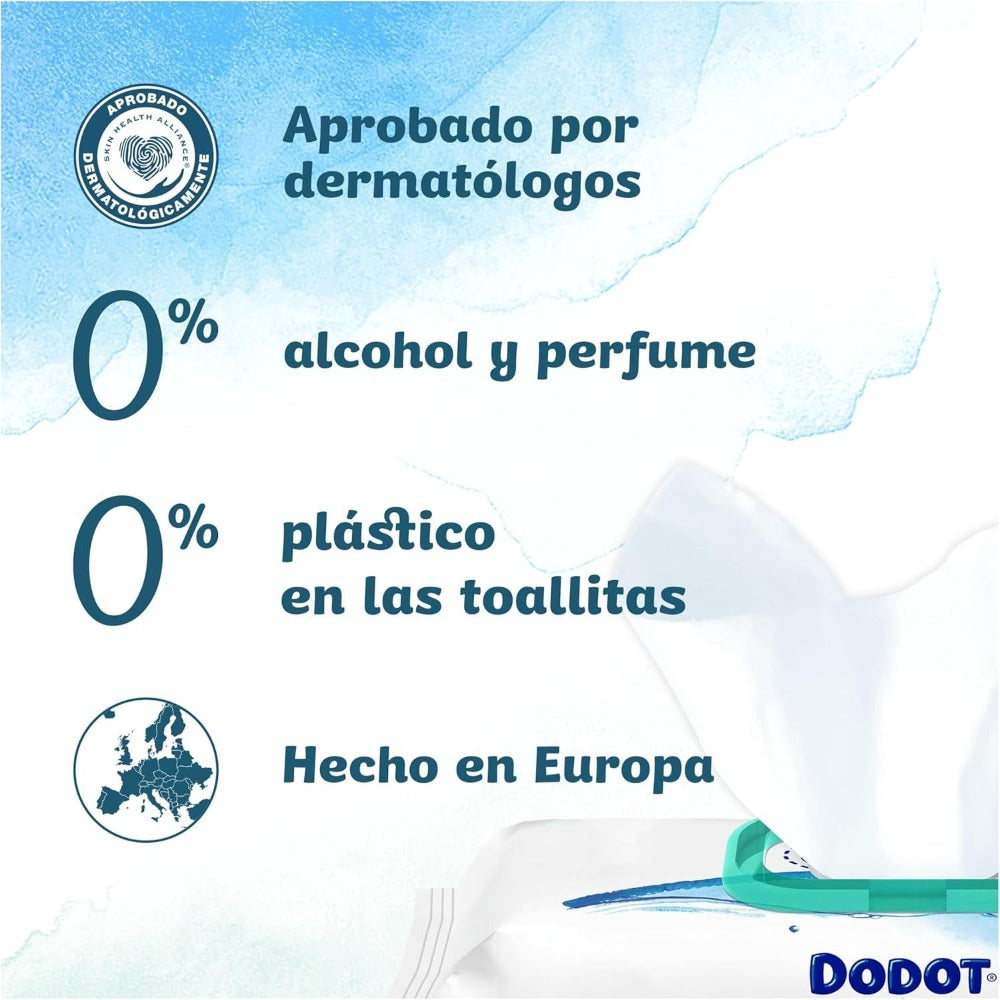 Toallitas Dodot Aqua Pure Para Bebé. 672 Toallitas - 14 Pack De 48 Unidades. Ayuda A Restaurar El PH Natural De La Piel, 99% Agua, Sin plástico. Toallitas doodot Aqua Pure