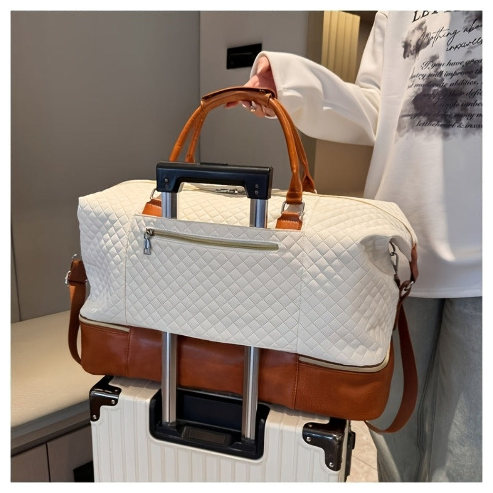 Juego de 2 bolsos tote espaciosos para viaje, bolso de mano elegante con correa para el hombro, incluye un neceser y un compartimento para zapatos, perfecto para viajes nocturnos o viajes de negocios