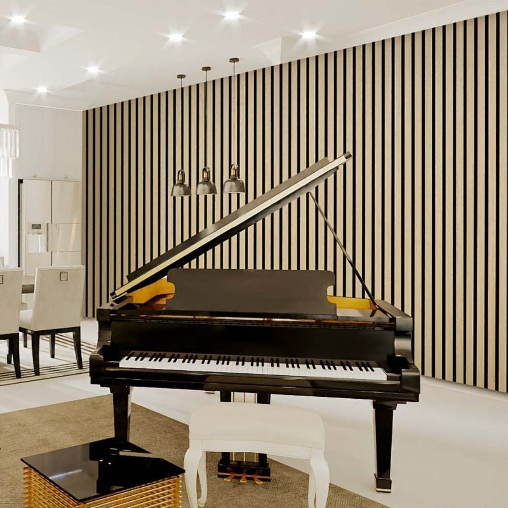 Juego de 4 Paneles Acústicos de Tablas, 120 X 60 Cm, Paneles Acústicos de Madera, Paneles de Pared de Madera, Paneles de Área Grande, Paneles de Pared Multifuncionales, Adecuados para Sala de Estar, Sala de Música, Cine en Casa, Estudio de Grabación, Gris
