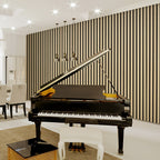 Juego de 4 Paneles Acústicos de Tablas, 120 X 60 Cm, Paneles Acústicos de Madera, Paneles de Pared de Madera, Paneles de Área Grande, Paneles de Pared Multifuncionales, Adecuados para Sala de Estar, Sala de Música, Cine en Casa, Estudio de Grabación, Gris