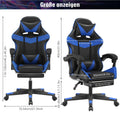 Silla Gaming con Reposapiés, Silla Gaming Ergonómica, Silla de Ordenador con Soporte Lumbar, Reposacabezas, Sillas de PC Ajustables en Altura con Asiento Giratorio de 360° para Oficina o Gaming