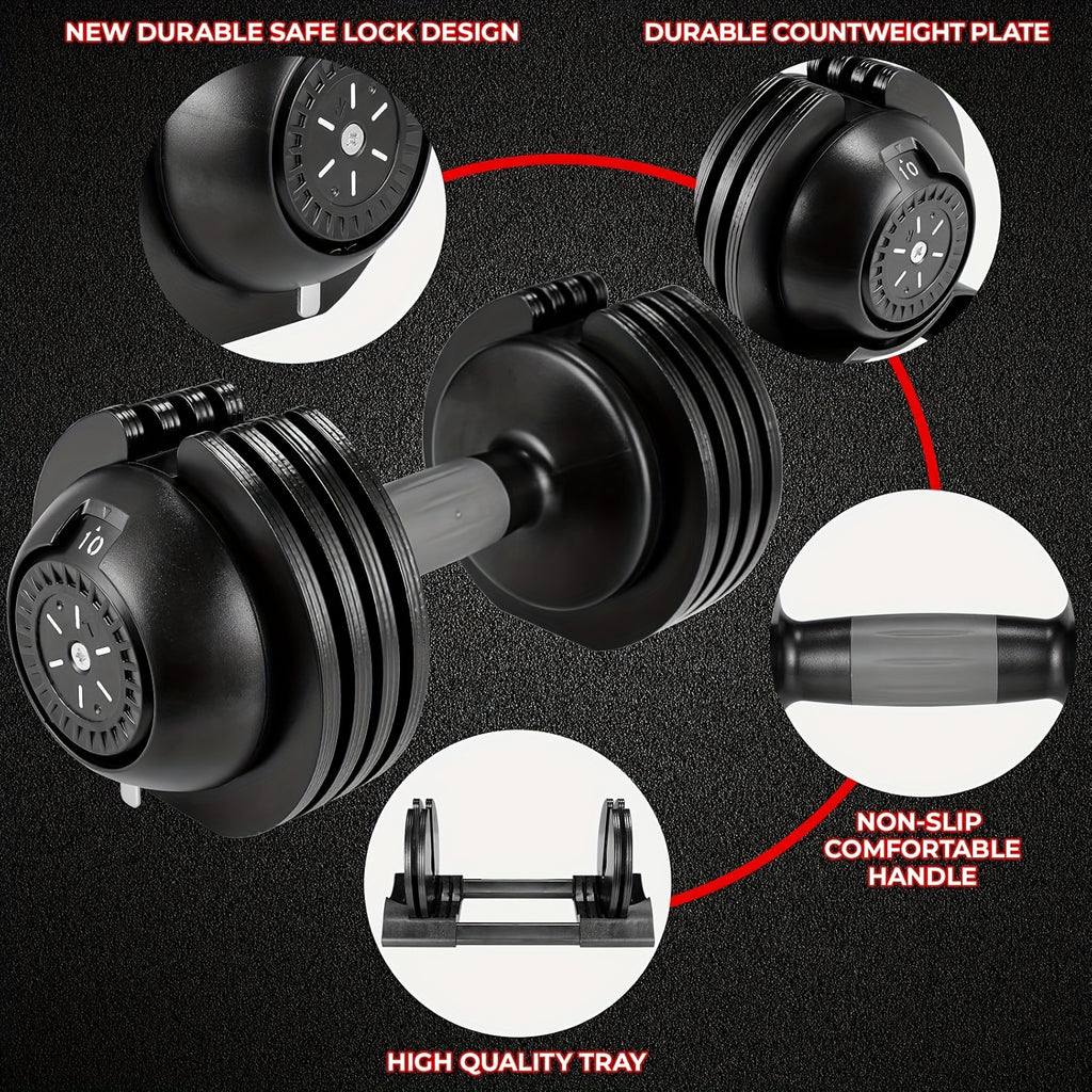 2 Piezas de Mancuernas de 10 kg con Base, Peso Ajustable, Mango Antideslizante, Peso Total de 20 kg, con Base para Evitar Rodar, Ideales para Hogar, Oficina, Gimnasio y Entrenamiento Corporal