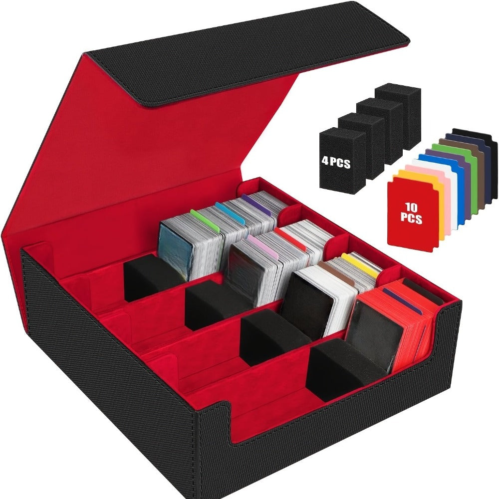 Caja de almacenamiento para tarjetas coleccionables para más de 3000 tarjetas, caja magnética para barajas de tarjetas adecuada para MTG y tarjetas deportivas, caja premium para barajas de tarjetas Commander con 10 separadores de tarjetas compatibles