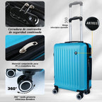 Maleta De Cabina Exclusiva Para Vuelos Europeos, Ideal Para Vacaciones De Verano Y Viajes A La Playa. Dimensiones Precisas De 55×40×20 Cm, Diseño Rígido Resistente Con 4 Ruedas Giratorias 360°, Tirador Telescópico Suave Y Cerradura De Seguridad. Ligera Y