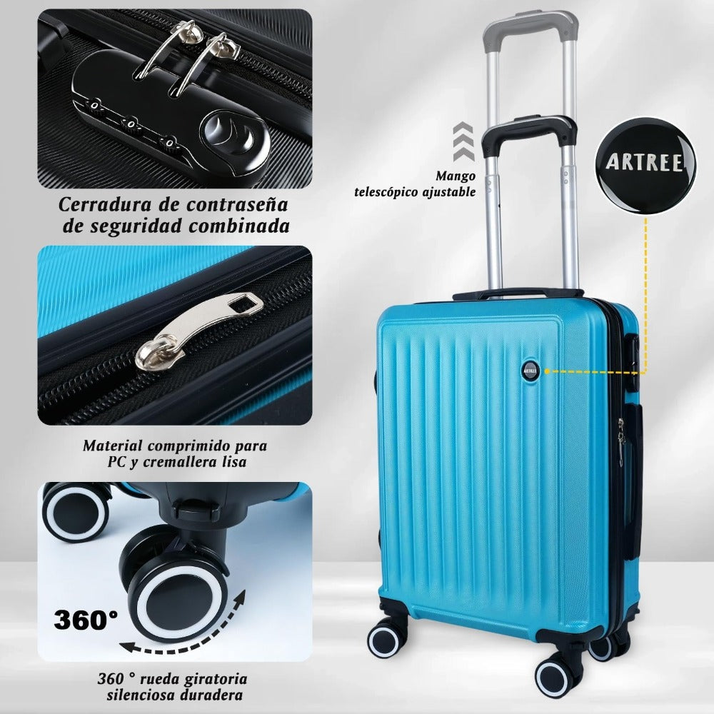 Maleta De Cabina Exclusiva Para Vuelos Europeos, Ideal Para Vacaciones De Verano Y Viajes A La Playa. Dimensiones Precisas De 55×40×20 Cm, Diseño Rígido Resistente Con 4 Ruedas Giratorias 360°, Tirador Telescópico Suave Y Cerradura De Seguridad. Ligera Y