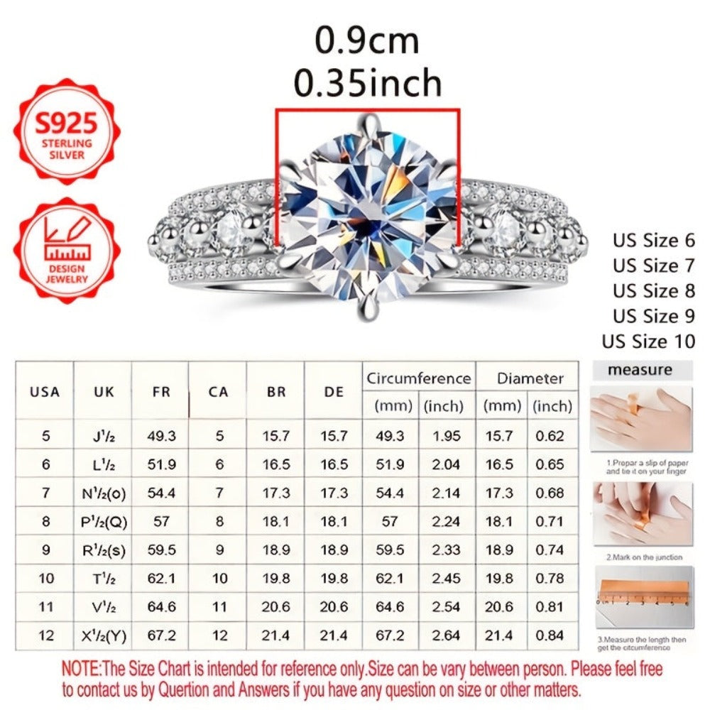 Anillo de moda exquisito para mujer de plata de ley 925, peso total del producto (3.94 g), elegante y a la moda, engastado con brillantes piedras de moissanita. Un anillo de joyería de alta calidad para mujer con apariencia excelente, adecuado para viajes