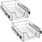 2 cajones telescópicos para cajones de cocina para estantes de cocina Plata Acero inoxidable macizo Tirador para armario extraíble Armario de cocina